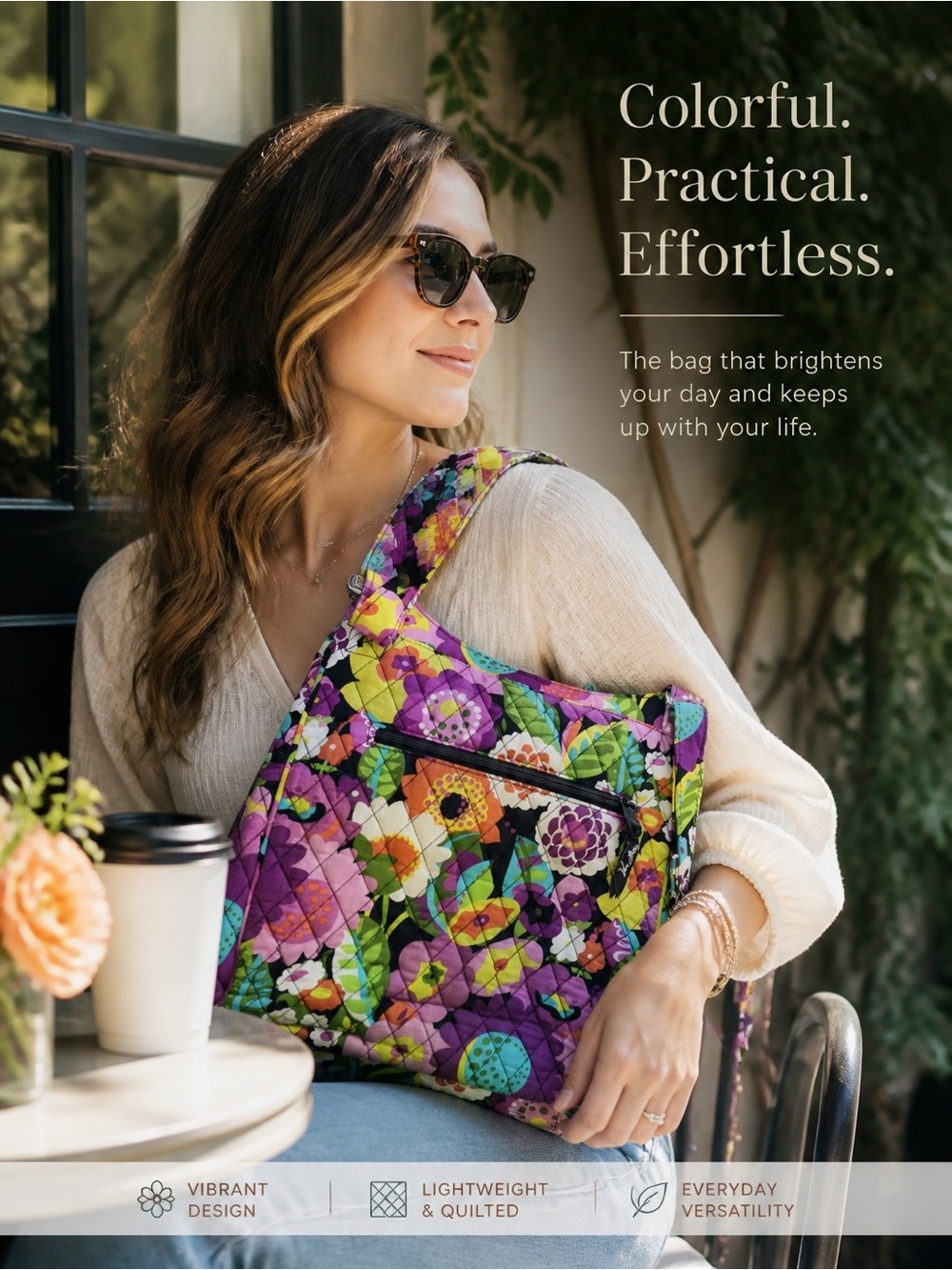 Vera Bradley Purple Multicolor Floral Quilted Crossbody Bag